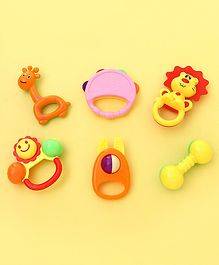 Animal Shape Baby Rattle Toys Multicolor - Pack Of 6