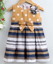 Rassha Striped & Polka Dot Printed Sleeveless Dress - Beige Rassha Striped & Polka Dot Printed Sleeveless Dress - Beige