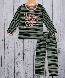 Sheer Love Full Sleeves Believe In Magic Print Night Suit - Green Sheer Love Full Sleeves Believe In Magic Print Night Suit - Green