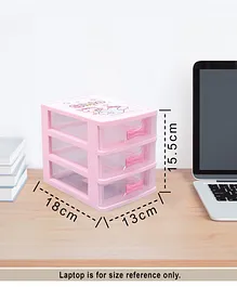 Multipurpose Table Top Small Storage Box With 3 Layers - Pink