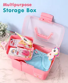 Compact Multi Functional Storage Box with Handles- Pink