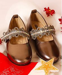 Little Soles Crystals Detailed Velcro Closure Mary Jane - Silver Little Soles Crystals Detailed Velcro Closure Mary Jane - Silver