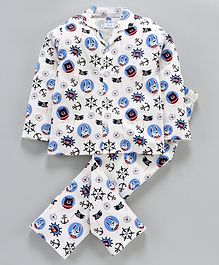 DEAR TO DAD Full Sleeves Rabbit Print Night Suit - Blue DEAR TO DAD Full Sleeves Rabbit Print Night Suit - Blue