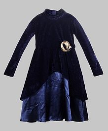 My Pink Closet Full Sleeves Sequin Detailed Velvet Dress - Navy Blue My Pink Closet Full Sleeves Sequin Detailed Velvet Dress - Navy Blue
