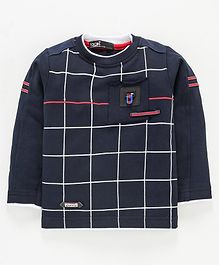 Tacos Full Sleeves Checkered Tee - Navy Blue Tacos Full Sleeves Checkered Tee - Navy Blue