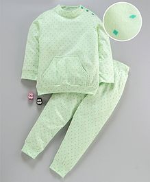 Hugsntugs Diamond Print Full Sleeves Sweatshirt With Bottom - Green Hugsntugs Diamond Print Full Sleeves Sweatshirt With Bottom - Green