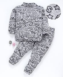 Hugsntugs Graffiti Printed Full Sleeves Night Suit - Grey Hugsntugs Graffiti Printed Full Sleeves Night Suit - Grey