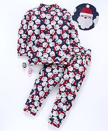 Hugsntugs Santa Print Christmas Themed Full Sleeves Sweatshirt With Bottom - Multi Colour Hugsntugs Santa Print Christmas Themed Full Sleeves Sweatshirt With Bottom - Multi Colour