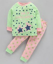 Ventra Stars Print Full Sleeves Night Suit - Green Ventra Stars Print Full Sleeves Night Suit - Green