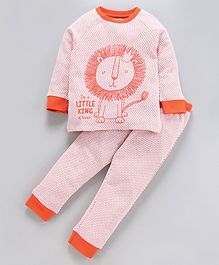 Ventra Full Sleeves Little King Print Night Suit - Orange Ventra Full Sleeves Little King Print Night Suit - Orange