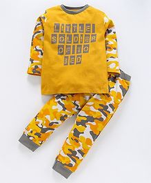 Ventra Full Sleeves Little Soldier Print Night Suit - Yellow Ventra Full Sleeves Little Soldier Print Night Suit - Yellow