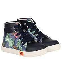 Buckled Up Flower Lace Up Ankle Shoes - Dark Blue Buckled Up Flower Lace Up Ankle Shoes - Dark Blue