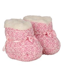 Buckled Up Bow Booties - Pink Buckled Up Bow Booties - Pink