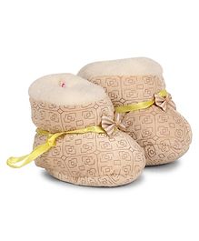 Buckled Up Bow Booties - Brown Buckled Up Bow Booties - Brown