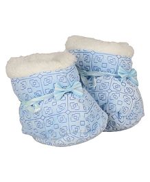 Buckled Up Bow Booties - Blue Buckled Up Bow Booties - Blue