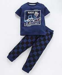Ventra Half Sleeves Race Car Printed Night Suit - Navy Blue Ventra Half Sleeves Race Car Printed Night Suit - Navy Blue