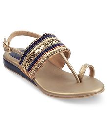 Kittens Shoes Pearl Embellished Kolhapuri - Blue Kittens Shoes Pearl Embellished Kolhapuri - Blue