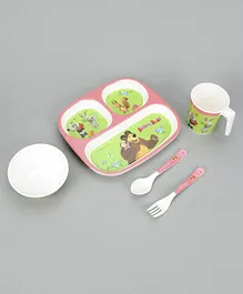 Masha and the Bear Table Wares Set of 5 - Green Pink