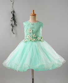 Bluebell Sleeveless Frock Floral Embellished - Green Bluebell Sleeveless Frock Floral Embellished - Green