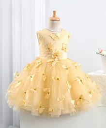 Bluebell Sleeveless Frock Butterfly Embellishment - Yellow Bluebell Sleeveless Frock Butterfly Embellishment - Yellow