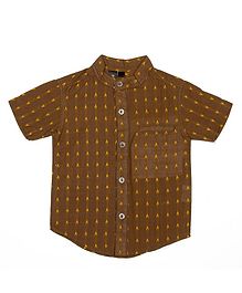 Pikaboo Half Sleeves Embroidered Shirt - Brown Pikaboo Half Sleeves Embroidered Shirt - Brown
