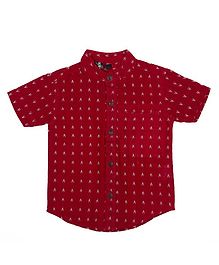 Pikaboo Half Sleeves Embroidered Shirt - Red Pikaboo Half Sleeves Embroidered Shirt - Red