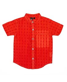 Pikaboo Half Sleeves Embroidered Shirt - Orange Pikaboo Half Sleeves Embroidered Shirt - Orange