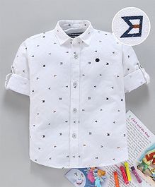 Jash Kids Full Sleeves Shirt Flag Print - White Jash Kids Full Sleeves Shirt Flag Print - White
