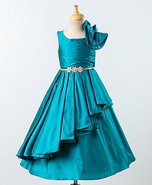 PinkCow Sleeveless Flower Detailed Pleated Gown - Dark Blue PinkCow Sleeveless Flower Detailed Pleated Gown - Dark Blue