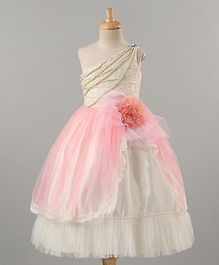 PinkCow Pearl Detailed Sleeveless Net Drape Gown - Peach PinkCow Pearl Detailed Sleeveless Net Drape Gown - Peach
