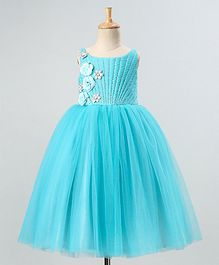 PinkCow Short Sleeves Mermaid Neck Detailed Flared Glitter Finish Gown - Light Blue PinkCow Short Sleeves Mermaid Neck Detailed Flared Glitter Finish Gown - Light Blue