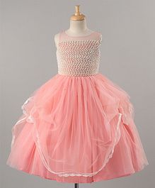 PinkCow Sleeveless Pearl Embellished Ruffle Detailing Dress - Pink PinkCow Sleeveless Pearl Embellished Ruffle Detailing Dress - Pink