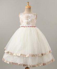 PinkCow Sleeveless Flower Applique Layered Dress - White PinkCow Sleeveless Flower Applique Layered Dress - White