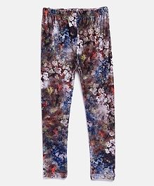 Nins Moda Floral Printed Full Length Elasticated Leggings - Brown Nins Moda Floral Printed Full Length Elasticated Leggings - Brown