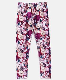 Nins Moda Floral Printed Full Length Elasticated Leggings - Multicolor Nins Moda Floral Printed Full Length Elasticated Leggings - Multicolor