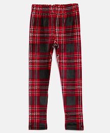 Nins Moda Checked Full Length Leggings - Red Nins Moda Checked Full Length Leggings - Red