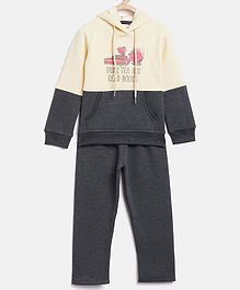 Nins Moda Tea Pot & Books Print Full Sleeves Hoodie With Bottom - Light Yellow Nins Moda Tea Pot & Books Print Full Sleeves Hoodie With Bottom - Light Yellow