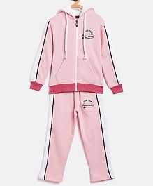 Nins Moda Printed Full Sleeves Hoodie With Bottom - Pink Nins Moda Printed Full Sleeves Hoodie With Bottom - Pink