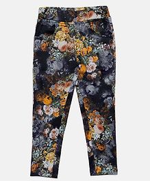 Nins Moda Floral Print Full Length Leggings - Mustard Yellow Nins Moda Floral Print Full Length Leggings - Mustard Yellow