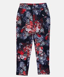 Nins Moda Floral Print Full Length Leggings - Red Nins Moda Floral Print Full Length Leggings - Red