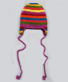 Knitting By Love Colourful Striped Hand Knitted Cap - Multi Colour Knitting By Love Colourful Striped Hand Knitted Cap - Multi Colour
