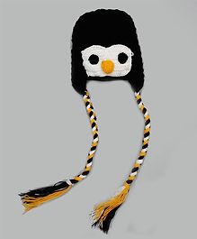 Knitting By Love Penguin Face Design Hand Knitted Cap - Black Knitting By Love Penguin Face Design Hand Knitted Cap - Black