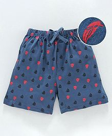 Cucumber Shorts With Drawstring Boat Print - Blue Cucumber Shorts With Drawstring Boat Print - Blue