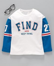 Kookie Kids Full Sleeves Tee Find Print - White Blue Kookie Kids Full Sleeves Tee Find Print - White Blue