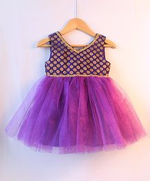 Many frocks & Polka Dot Brocade Sleeveless Dress - Purple Many frocks & Polka Dot Brocade Sleeveless Dress - Purple