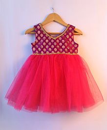Many frocks & Polka Dot Brocade Sleeveless Dress - Pink Many frocks & Polka Dot Brocade Sleeveless Dress - Pink