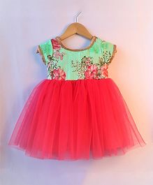 Many frocks & Flower Print Short Sleeves Dress - Green Many frocks & Flower Print Short Sleeves Dress - Green