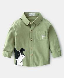 Pre Order - Awabox Dog Printed Full Sleeves Shirt - Green Pre Order - Awabox Dog Printed Full Sleeves Shirt - Green