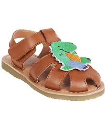 Aria+Nica Dino Patch Sandals - Brown Aria+Nica Dino Patch Sandals - Brown