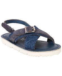 Aria+Nica Criss Cross Velcro Closure Sandals - Navy Blue Aria+Nica Criss Cross Velcro Closure Sandals - Navy Blue
